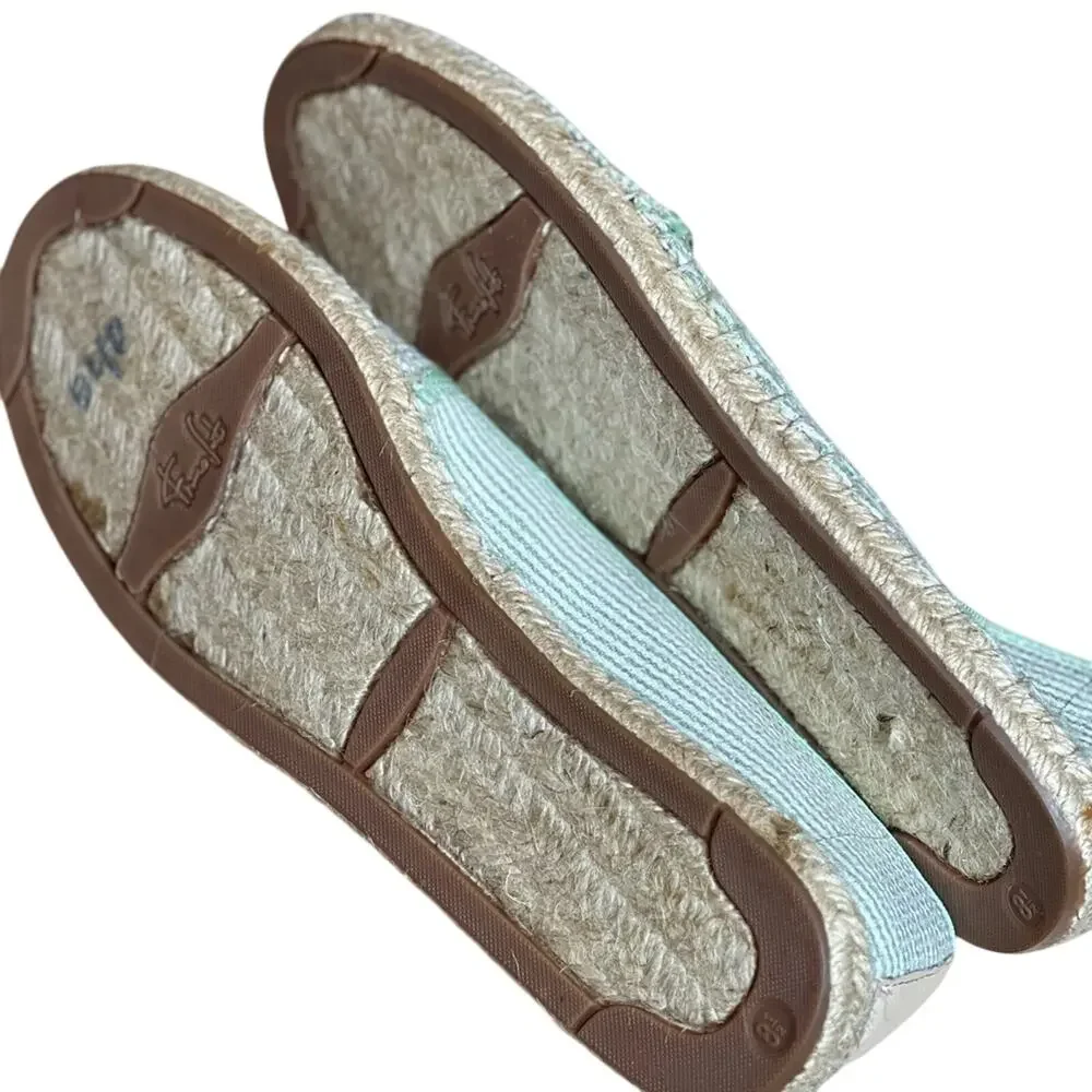 Franco Sarto Mint Green Striped Sequin Espadrille Flats Slip On Summer - 8.5 M